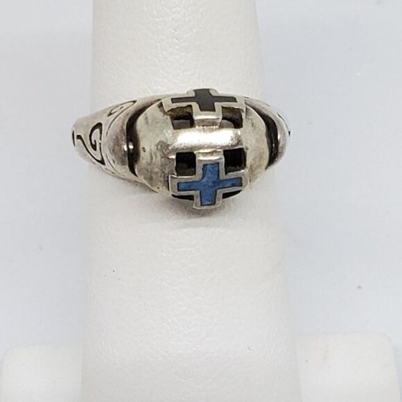 Vintage Sterling Silver Spinning Cross Ring (5.5) - Picture 2 of 6